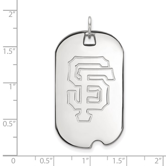 Sterling Silver Rhodium Plated Major League Baseball LogoArt San Francisco Giants Large Dog Tag