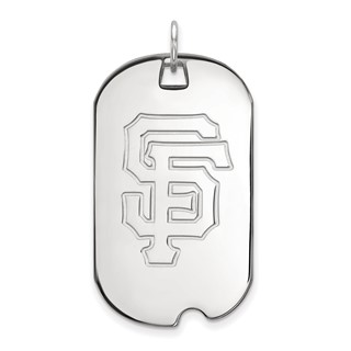 Sterling Silver Rhodium Plated Major League Baseball LogoArt San Francisco Giants Large Dog Tag