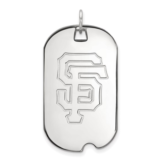 Sterling Silver Rhodium Plated Major League Baseball LogoArt San Francisco Giants Large Dog Tag