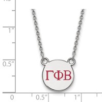 Sterling Silver Rhodium-plated LogoArt Gamma Phi Beta Sorority Greek Letters Small Color Enamel Pendant Necklace, 18" view 2