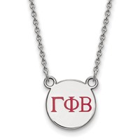 Sterling Silver Rhodium-plated LogoArt Gamma Phi Beta Sorority Greek Letters Small Color Enamel Pendant Necklace, 18" view 1