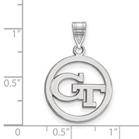 Sterling Silver Rhodium-plated LogoArt Georgia Institute of Technology G-t Medium Circle Pendant view 2