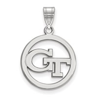 Sterling Silver Rhodium-plated LogoArt Georgia Institute of Technology G-t Medium Circle Pendant view 1