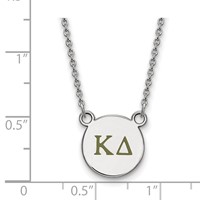 Sterling Silver Rhodium-plated LogoArt Kappa Delta Sorority Greek Letters Small Color Enamel Pendant Necklace, 18" view 2