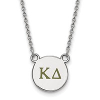 Sterling Silver Rhodium-plated LogoArt Kappa Delta Sorority Greek Letters Small Color Enamel Pendant Necklace, 18" view 1