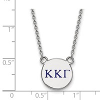 Sterling Silver Rhodium-plated LogoArt Kappa Kappa Gamma Sorority Greek Letters Small Color Enamel Pendant Necklace, 18" view 2