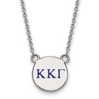 Sterling Silver Rhodium-plated LogoArt Kappa Kappa Gamma Sorority Greek Letters Small Color Enamel Pendant Necklace, 18" view 1