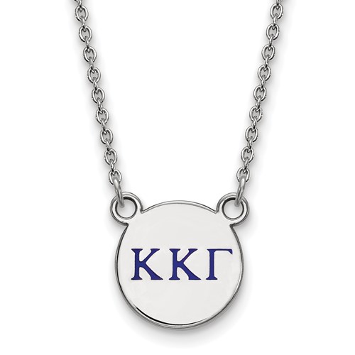 Sterling Silver Rhodium-plated LogoArt Kappa Kappa Gamma Sorority Greek Letters Small Color Enamel Pendant Necklace, 18"