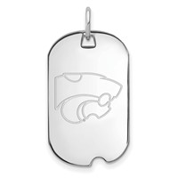 Sterling Silver Rhodium-plated LogoArt Kansas State University Wildcat Small Dog Tag Pendant view 1