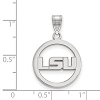 Sterling Silver Rhodium-plated LogoArt Louisiana State University L-s-u Medium Circle Pendant view 2