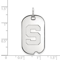 Sterling Silver Rhodium-plated LogoArt Michigan State University Letter S Small Dog Tag Pendant view 2