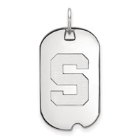 Sterling Silver Rhodium-plated LogoArt Michigan State University Letter S Small Dog Tag Pendant view 1