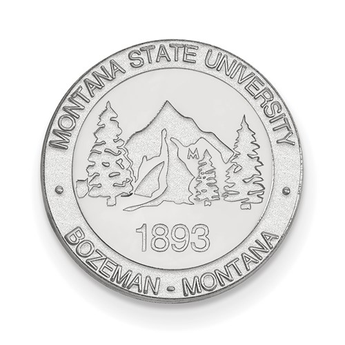 Sterling Silver Rhodium-plated LogoArt Montana State University Crest Lapel Pin