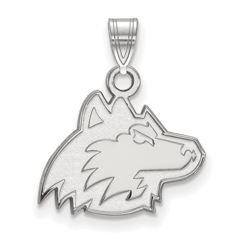 Sterling Silver Rhodium-plated LogoArt Northern Illinois University Huskie Small Pendant