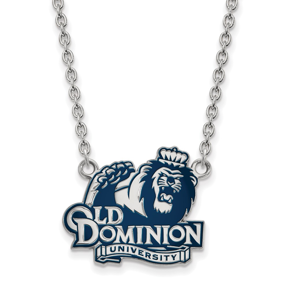 Sterling Silver Rhodium-plated LogoArt Old Dominion University Large Enameled Pendant Necklace, 18"