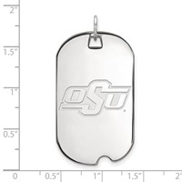 Sterling Silver Rhodium-plated LogoArt Oklahoma State University O-s-u Large Dog Tag Pendant view 2
