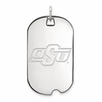 Sterling Silver Rhodium-plated LogoArt Oklahoma State University O-s-u Large Dog Tag Pendant view 1