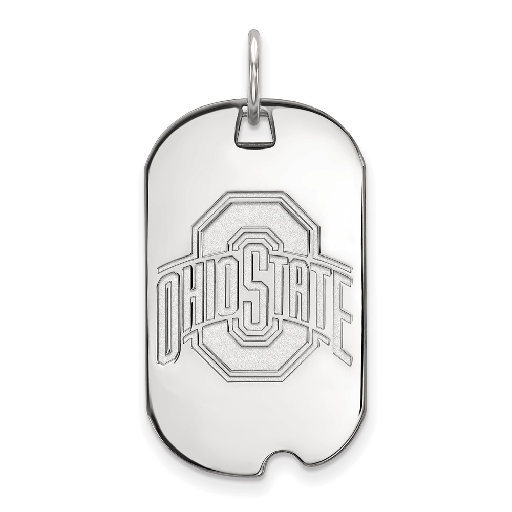 Sterling Silver Rhodium-plated LogoArt the Ohio State University Small Dog Tag Pendant