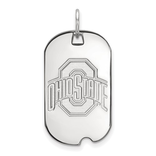 Sterling Silver Rhodium-plated LogoArt the Ohio State University Small Dog Tag Pendant