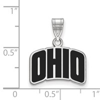 Sterling Silver Rhodium-plated LogoArt Ohio University Small Enameled Pendant view 2