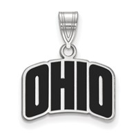 Sterling Silver Rhodium-plated LogoArt Ohio University Small Enameled Pendant view 1