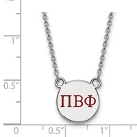 Sterling Silver Rhodium-plated LogoArt Pi Beta Phi Sorority Greek Letters Small Color Enamel Pendant Necklace, 18" view 2