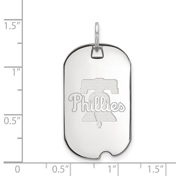 Sterling Silver Rhodium Plated Major League Baseball LogoArt Philadelphia Phillies Dog Tag Pendant