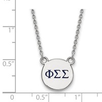Sterling Silver Rhodium-plated LogoArt Phi Sigma Sigma Sorority Greek Letters Small Color Enamel Pendant Necklace, 18" view 2