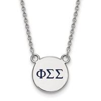 Sterling Silver Rhodium-plated LogoArt Phi Sigma Sigma Sorority Greek Letters Small Color Enamel Pendant Necklace, 18" view 1