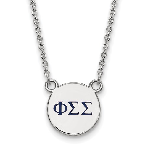 Sterling Silver Rhodium-plated LogoArt Phi Sigma Sigma Sorority Greek Letters Small Color Enamel Pendant Necklace, 18"