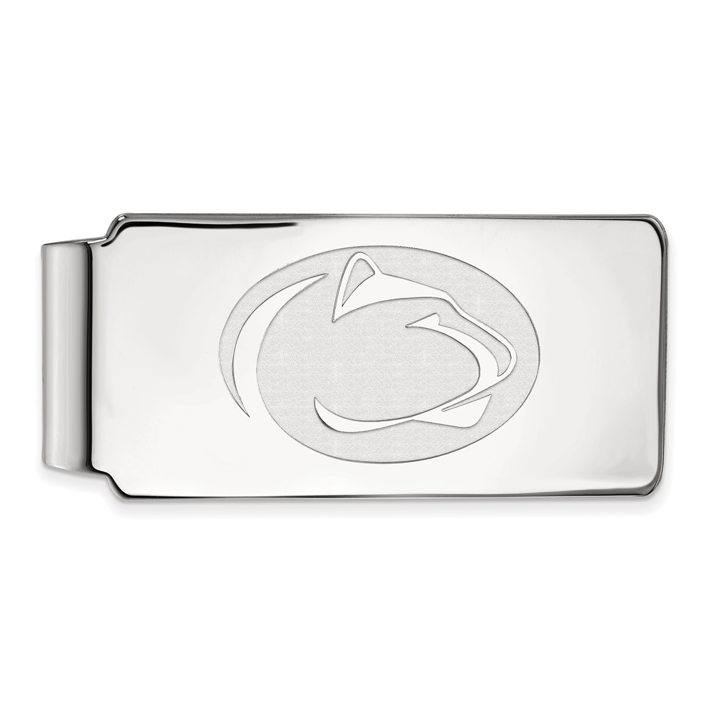 Sterling Silver Rhodium-plated LogoArt Penn State University Lion Money Clip