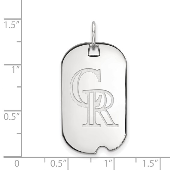 Sterling Silver Rhodium Plated Major League Baseball LogoArt Colorado Rockies Dog Tag Pendant