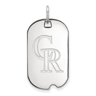 Sterling Silver Rhodium Plated Major League Baseball LogoArt Colorado Rockies Dog Tag Pendant