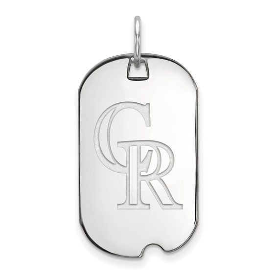 Sterling Silver Rhodium Plated Major League Baseball LogoArt Colorado Rockies Dog Tag Pendant