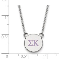 Sterling Silver Rhodium-plated LogoArt Sigma Kappa Sorority Greek Letters Small Color Enamel Pendant Necklace, 18" view 2