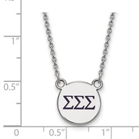 Sterling Silver Rhodium-plated LogoArt Sigma Sigma Sigma Sorority Greek Letters Small Color Enamel Pendant 18 Inch Necklace view 2