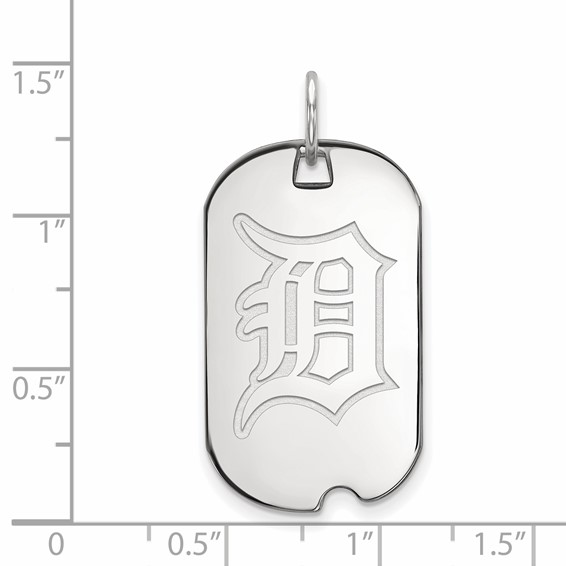 Sterling Silver Rhodium Plated Major League Baseball LogoArt Detroit Tigers Small Dog Tag