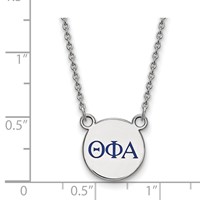 Sterling Silver Rhodium-plated LogoArt Theta Phi Alpha Sorority Greek Letters Small Color Enamel Pendant Necklace, 18" view 2