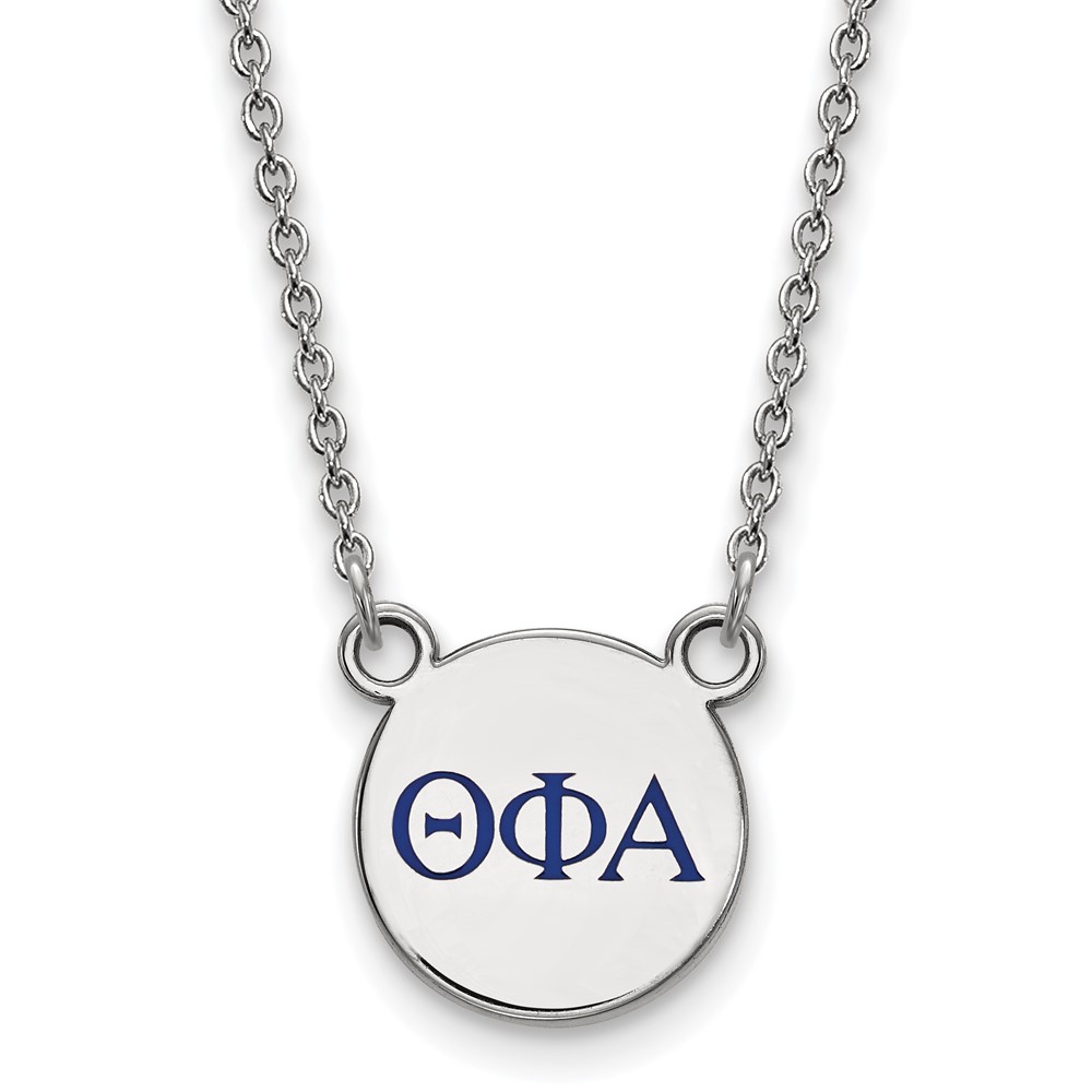 Sterling Silver Rhodium-plated LogoArt Theta Phi Alpha Sorority Greek Letters Small Color Enamel Pendant Necklace, 18"