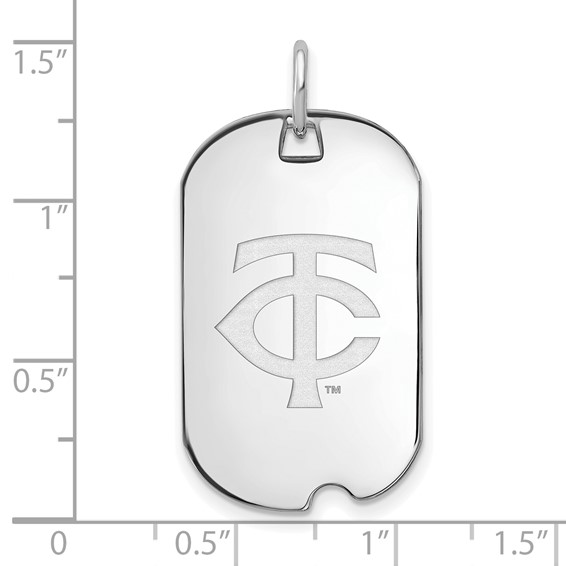 Sterling Silver Rhodium Plated Major League Baseball LogoArt Minnesota Twins Dog Tag Pendant