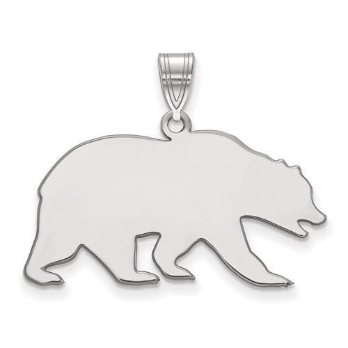 Sterling Silver Rhodium-plated LogoArt University of California Berkeley Bear Large Pendant
