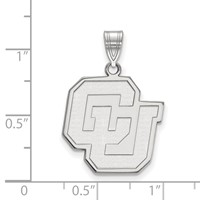 Sterling Silver Rhodium-plated LogoArt University of Colorado C-u Large Pendant view 2
