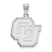Sterling Silver Rhodium-plated LogoArt University of Colorado C-u Large Pendant view 1