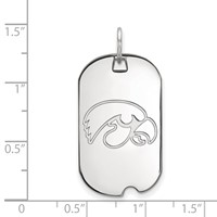 Sterling Silver Rhodium-plated LogoArt University of Iowa Hawk Small Dog Tag Pendant view 2