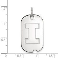 Sterling Silver Rhodium-plated LogoArt University of Illinois Letter I Small Dog Tag Pendant view 2