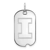 Sterling Silver Rhodium-plated LogoArt University of Illinois Letter I Small Dog Tag Pendant view 1