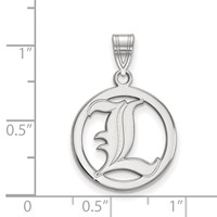Sterling Silver Rhodium-plated LogoArt University of Louisville Letter L Medium Circle Pendant view 2