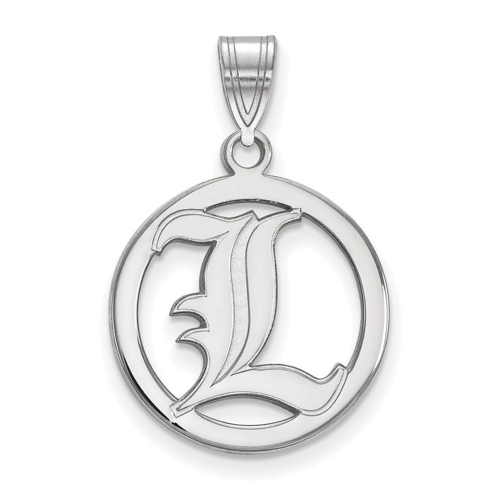 Sterling Silver Rhodium-plated LogoArt University of Louisville Letter L Medium Circle Pendant
