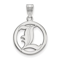 Sterling Silver Rhodium-plated LogoArt University of Louisville Letter L Medium Circle Pendant view 1