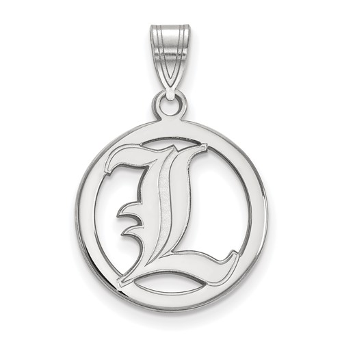 Sterling Silver Rhodium-plated LogoArt University of Louisville Letter L Medium Circle Pendant
